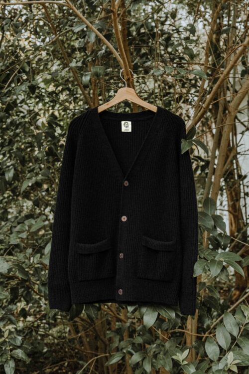 Lobo Black Wool Cardigan